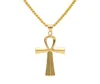 NEW Stainless Steel Ankh Necklace Egyptian Jewelry Hip Hop Pendant Iced Out Gold Key To Life Egypt Necklace 24" Chain1443327