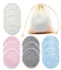 Återanvändbar bambu makeup remover bomullsunderlag 12piecpack tvättbara rundor rengöring ansiktsmink removal pads tool1897104