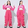 Stage Wear Girls Hip Hop Clothing T-Shirt Solid Cargo Pants Children Ballroom Crop Tops Street Dance Joggers Streetwear Kids Jazz Des