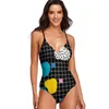 Swimwear femminile Memphis Swimsuit Grid Minimal 80s VIBES Push Up Up One Piece Scow Out Bareding costumi da bagno retrò Design Beach Outfits