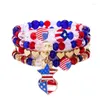 Очарование браслетов американского дня независимости Дня независимости Персонализированный модный многослойный флаг США Пять заостренных звездных кулон