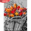 Huacan 5D Diamond Malarstwo Flower Cross Igle robak Pełna kwadratowa okrągłe haft haftowy sprzedaż kwiatowa wystrój domu 30x40cm