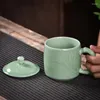 Mugs Celadon Tea Cup Ceramic Mug With Lid Soaking Office Large Capacity Water Personal Meeting