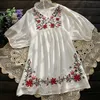 Summer Women Mexican Embroidered Floral Peasant Blouse Vintage Ethnic Tunic Boho Hippie Clothes Tops Blusa Feminina 240412