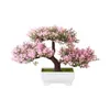 Dekorativa blommor grönt bonsai trädkontor bord dekoration hållbara material lågt underhåll vackert utformad konstgjord krukväxt blomma