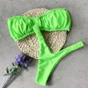 Frauen Badebekleidung H80S90 Sexy Falten Thong Bikini Micro Badeanzug ohne Träger zweiteilige Frauen Bandeau Brasilianische Strandkleidung