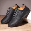 Primavera New Mens Casual Shoes Fashion Lace Up Large Doudou Business Handmade Leather Men