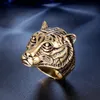 Megin D Stainless Steel Animal Tiger Head Retro Vintage Boho Hip Hop Punk Rings for Men Women Couple Gift Jewelry Anel240412