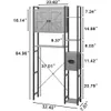 Cinza sobre o armário de armazenamento de banheiro com 2 portas e várias prateleiras - ideal para a organização de banheiro e lavanderia em pequenos espaços