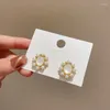 Studörhängen vintage oval pärla opal för kvinnor flickor koreanska retro strass bröllop fest mode smycken tillbehör