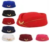 Air Hostesses Beret Hat Wool Felt Base Cap Airline Stewardess Sexy Formal Uniform Hat Caps Accessory Roll play TH2080015