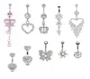 10 -stcs bengelen navel ringen kit modieuze roestvrijstalen navel barbells cz body piercing sieraden voor dames5629167