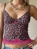 Tanks pour femmes Femmes Cropole d'été Camisole Patchwork Patchwork Leopard Spaghetti Strap Tops Sans Souples T-shirt pour Streetwear Clubwear