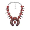 Bohemian exagère hurler la courge de pierre fleur collier pendentif femmes et ethnique grand collier collier tribal turquoise bijoutr