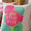 Kussenbrief Love Home Covers katoen linnen roze hoes bankje Nordic decoratieve kast almofadas 45x45cm