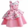 Filles robes enfants princesse rose fleur de fleur de fleur jupes imprimées jupe de performance jupe pour tout-petit taille d'une pièce taille 100-150cm u5dr #