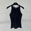 Sexy halter banden vest dames letter borduurwerk katoen dunne crop tops zomer mouwloze casual tanktops