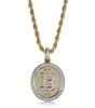 Chains Hip Hop Iced Out Ringestone Coin Pendant Collier BTC Mining Gift for Men Women With Corde Chain5564386