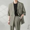 Mäns kostymer blazrar 2023 män lyxig casual kostym jacka set streetwear elegant koreansk solid 2 bit set med byxor fritid vårrock och byxor