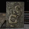 Retro 3D reliëf dinosaurus notebook metaalleer oppervlak draagbare student dagboek reisbedrijf kantoor briefpapier