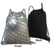 Backpack Shiny Silver Disco Ball Pattern Backpacks Portable Drawstring Bags Bundle Pocket Sports Bag BookBag For Travel School