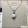 Pendant Necklaces 100% Freshwater Pearl Necklace Sliver Mix Styles Diy For Women Girl Jewelry With Chain Christmas Gift Drop Deliver Dhjdp