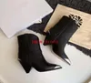 Original Box Paris Runway Isabel Genuine Leather Marant Women Black Lamsy Boots Runway Show Steeltoe Metal Ornament Catwalk Strap2441797