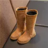 Stiefel MXHY Koreanische Version 2024 Mädchen Schuhe Herbst und Winter plus Velvet Children's High Princess