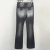 Pantaloni per jeans da donna 2024 autunno in cerniera decorata con cerniera a bassa vita a bassa fiammata lavata per pantaloni y2k puri di cotone lavati