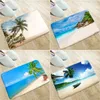 Bath Mats Ocean Landscape Bathroom Green Leaves Sky Beach Kitchen Toilets Front Hall Welcome Carpets Flannel Non-Slip Rugs Washable