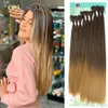 Synthetische Knochen gerade Haarextensionen Ombre Blonde Haare Bündel Super langes Haar Synthetisches 24 -Zoll -Gerade Haar voller bis Ende