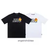 PAA角度のハイエンドデザイナーの服Chaopai Flame Smile Letter Print Mens and Womens Fashion and Trendy Couple 1：1のオリジナルラベル付きのゆるい半袖Tシャツ