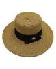 Women Wide Brim Hat Hat Gold Bee Straw Cap moda feminina Flat Top Terces Caps Girl Bucket Hat Summer Sun Hats Vintage Visor2946748