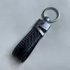 M couleur Fibre de carbone + en cuir authentique en cuir automatique Chain de clé Keychains Case de carle de coton FOB SOLDER POUR BMW M FOB KEY