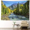 Streamside Forest Tapestry Wall Hanging Bohemian Peaks Natural Landscape Minimalist Art Eesthetics Room Home Decor