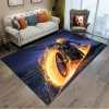 15 Storlek Flaming Ghost Skull Motorcykel Rider Non-Slip Rug-mattan för vardagsrum Dörrat sovrum Kök Mat Heminredning