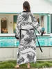 Rayon Beach Dress Oversized Bikini Kimono Women's Fashion Cover Ups V-Neck Long Sleeve Sundress Mujer Vestidos