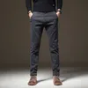 Autumn Mens Slim Straight Casual Pants Elastic midja Fashion Korean Cargo Pants Brand Trousers Black Coffee Grey 240329