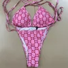 Bikini feminino Bikinis de praia Sexia Carta de moda de maiô de verão