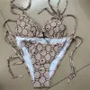 Bikini feminino Bikinis de praia Sexia Carta de moda de maiô de verão