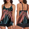 Swimwear's Swimini Womens Swim Wear Outfits Pattern Stampato/Gradiente Colore Scheda senza schienale Shorti solidi elastici Set