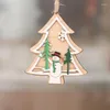 Party Decoration Christmas Tree Mönster Wood Hollow Snowflake Snowman Bell Hanging Decorations Festival Ornaments LX8304