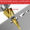 4-12/4-20/4-32 mm HSS Spiral Groove Step Boorbit Titanium gecoate boorgereedschap metalen houten gat snijboren boren