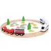 減圧おもちゃの子どもたちの木製電気小型列車セット磁気パズルビルディングブロックアセンブリ釣りゲームおもちゃセット240413