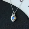 Hängen S925 Sterling Silver Pure Natural Moonlight Stone Charm Heart Shaped Pendant Halsband utan optimerad huvudsaklig