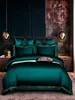Broderad djupgrön blå täcke täckning set premium mjuk egyptisk bomulls sängkläder set queenking size 4st 1bedsheet 2pillowcases c8810491