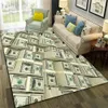 Rico de dinheiro do dólar euro em dólar 3D tapete de carpete para casa de estar de sala de estar com decoração de capacho, tapete de área infantil não deslizamento
