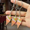 Nyckelringar Shonemes Coffee Cup Keychain Exquisite Ice Cream Key Chains Cake Keyring Cactus Bags Charms Accessory Gifts for Women Men 240412