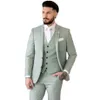 Stevditg Chic Mint Green Full Set notched Lapel Single Breasted Flat Regular Length Fashion Men Suits 3 Piece Jacket Pants Vest 240412