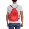 Backpack Polka Dots rote Rucksäcke Mode tragbare Kordel -Taschen Bündel Pocket Sports Bag Bookbag für Reisestudenten